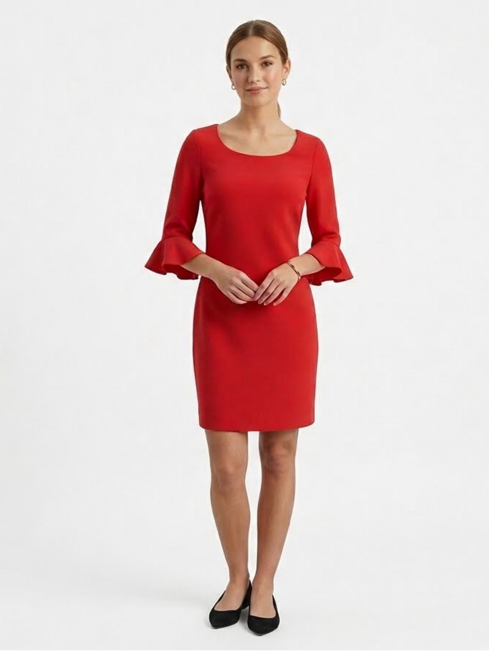 Ann Taylor Red Bell-Sleeve Shift Dress